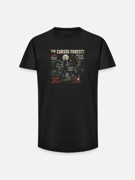The Cursed Forest Movie Poster Halloween Forest - Long Fit Men's T-Shirt - black