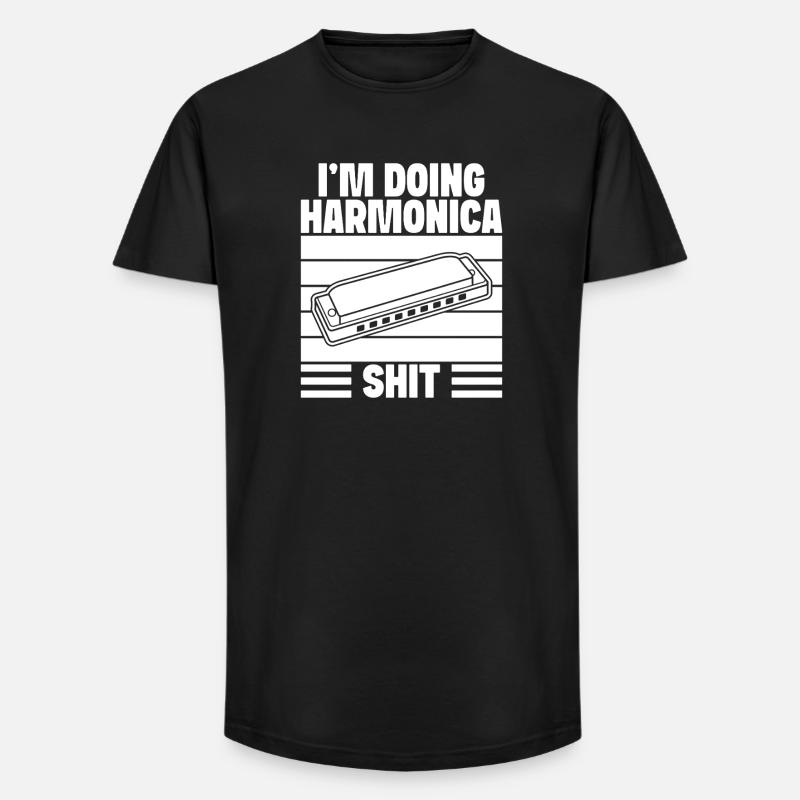 Harmonica Musican Doing Shit Harmonica - Long Fit Männer T-Shirt - Schwarz