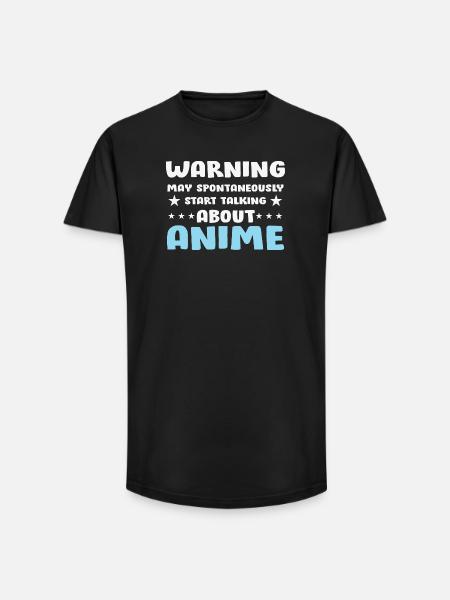 Anime Conversation Warning Saying Shirt - Long Fit Men's T-Shirt - black