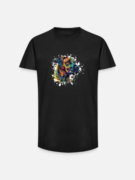 Farbexplosion Hundeporträt - Long Fit Männer T-Shirt - Schwarz