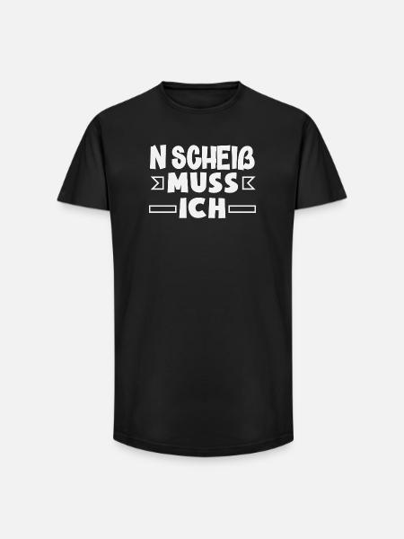 N Scheiß muss ich – Mittelfinger - Long Fit Männer T-Shirt - Schwarz