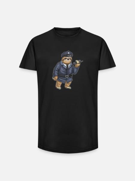 Sloth Policeman Microphone Police - Long Fit Men's T-Shirt - black