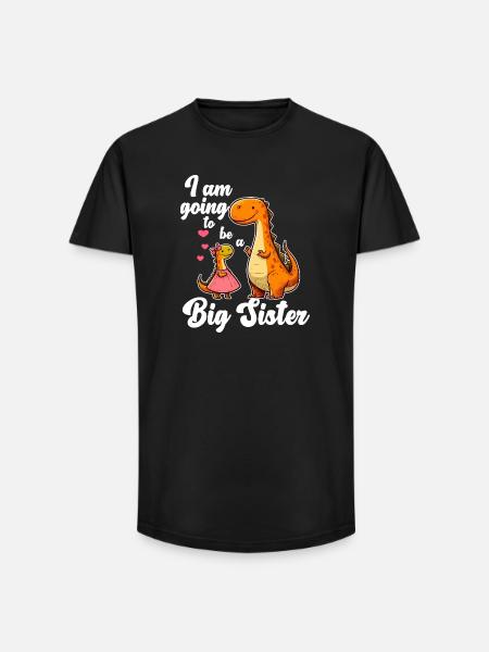 Become a Big Sister Dino - Long Fit Men's T-Shirt - black