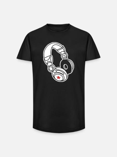 Kopfhörer Stern: Musik & Party Vibes - Long Fit Männer T-Shirt - Schwarz