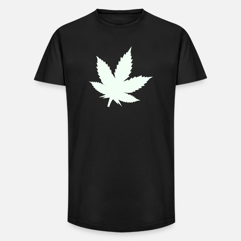 Cannabis Leaf Silhouette Mint - Long Fit Men's T-Shirt - black