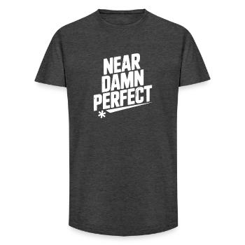 Near Damn Perfect - Long Fit Men's T-Shirt - charcoal grey - Front - AI Model Male 185 light (185cm)