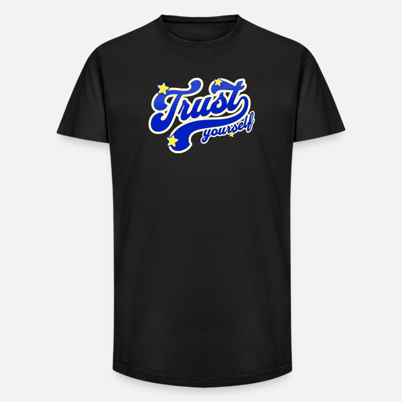 Confiance en soi Script Étoilé - T-shirt coupe longue homme - noir