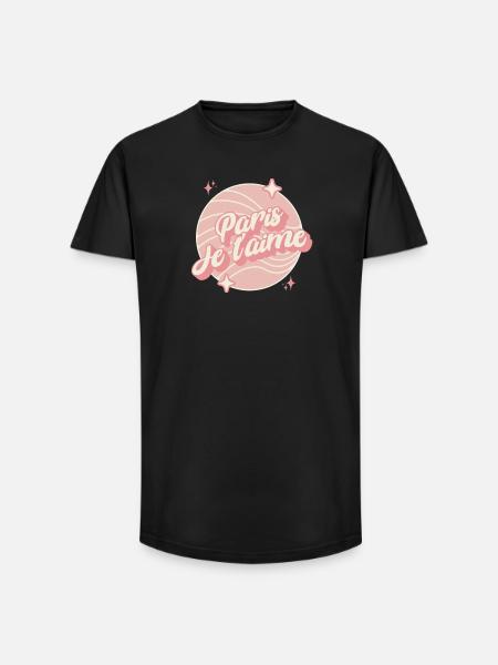 Paris je t'aime - T-shirt coupe longue homme - noir