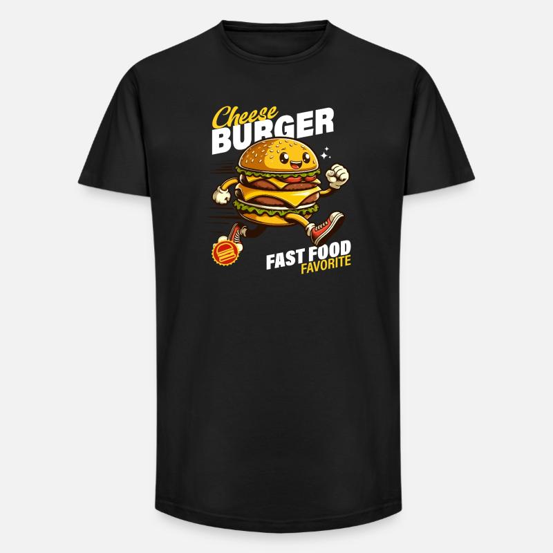 Animierter Sprint Cheeseburger - Long Fit Männer T-Shirt - Schwarz