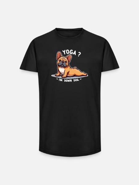 Dog Yoga Bulldog Pose - Long Fit Men's T-Shirt - black