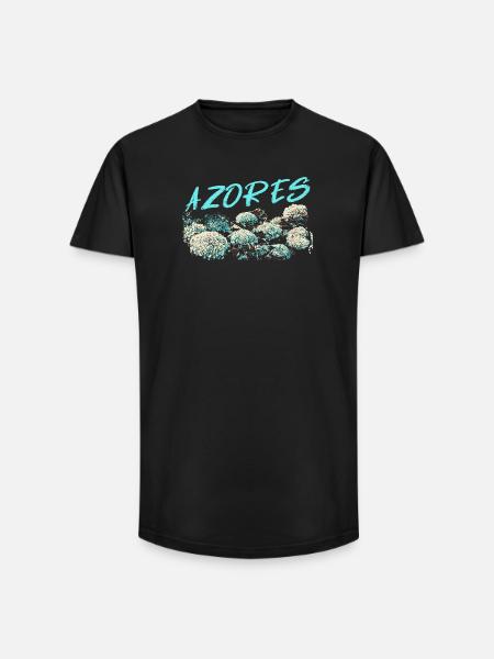 Azores Hydrangea, Blue Hydrangeas - Long Fit Men's T-Shirt - black