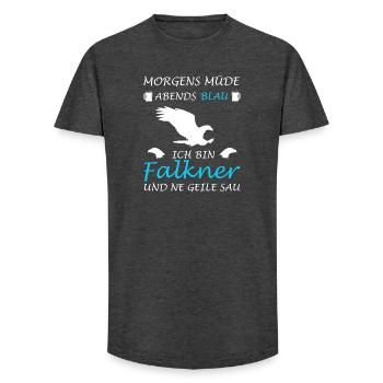 Falconry Falconer Falconer Falconer Falconry Bird of Prey - Long Fit Men's T-Shirt - charcoal grey - Front - AI Model Male 185 light (185cm)