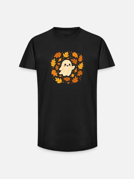 Herbstgeist zwischen Blättern - Long Fit Männer T-Shirt - Schwarz