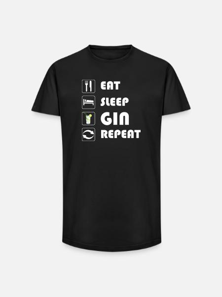 Gin Statement EAT SLEEP GIN REPEAT - Long Fit Männer T-Shirt - Schwarz