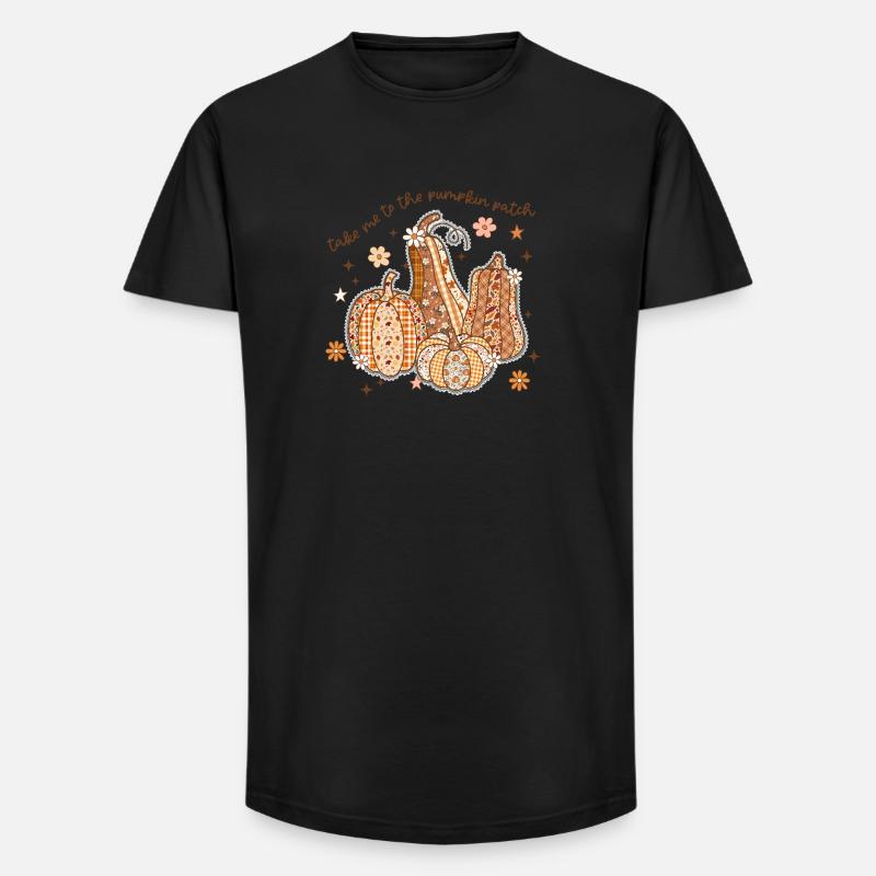 Patchwork Pumpkin Patch - Long Fit Men's T-Shirt - black