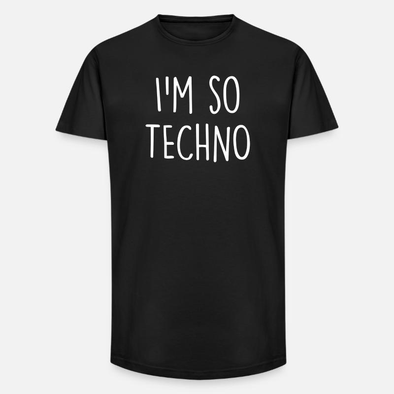 Techno - Long Fit Männer T-Shirt - Schwarz