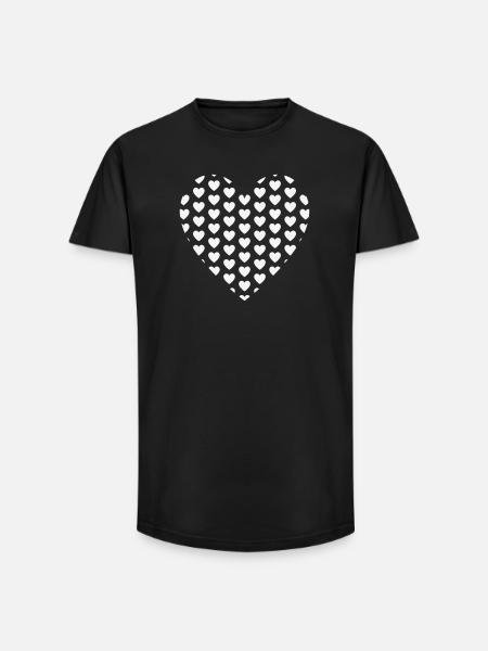 Heart mosaic made of small hearts - Long Fit Men's T-Shirt - black