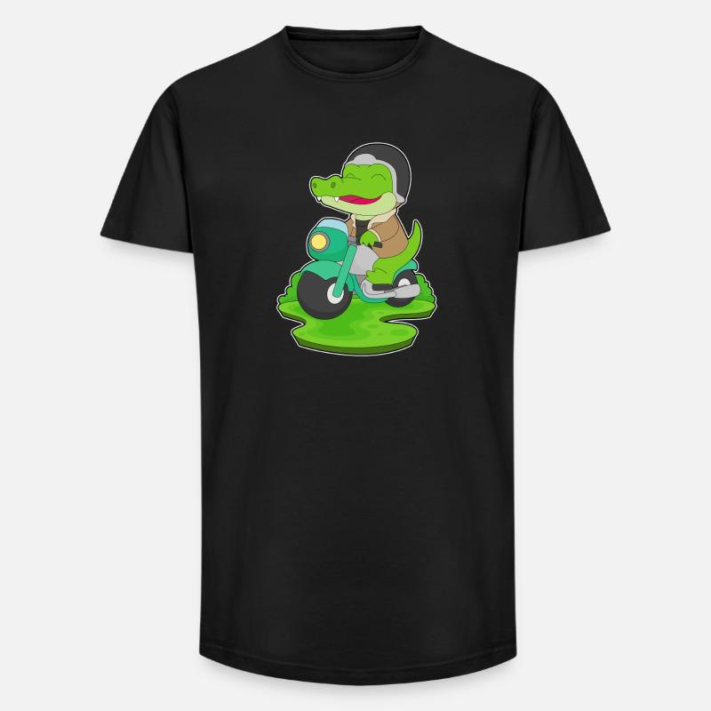 Krokodil Motorrad - Long Fit Männer T-Shirt - Schwarz