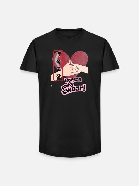 Korean Pinky Swear Promise – 약속도장 Design - Long Fit Men's T-Shirt - black