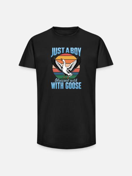 Funny Bird Goose - Long Fit Men's T-Shirt - black
