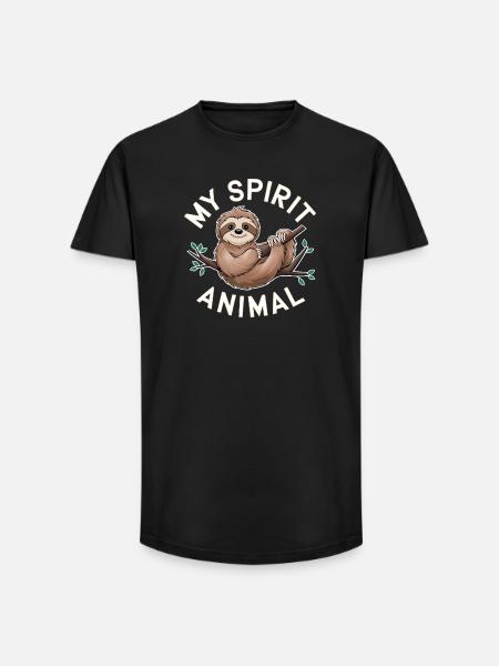 My Spirit Sloth - Long Fit Men's T-Shirt - black