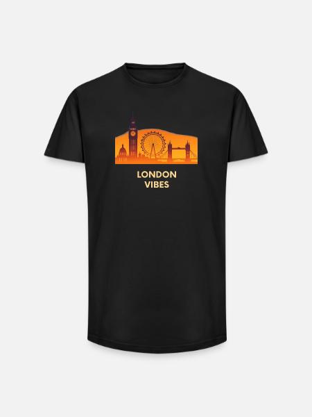 London Vibes Skyline Silhouette City - Long Fit Men's T-Shirt - black