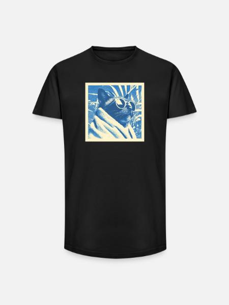 Cool Retro Cat Design - Long Fit Men's T-Shirt - black