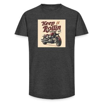 Keep it Rollin’ – Minimalist Typography - Long Fit Männer T-Shirt - Anthrazit - Vorne - AI Model Male 185 light (185cm)