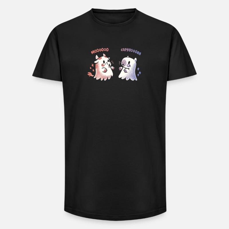 Spooky Capy und Kuh - Long Fit Männer T-Shirt - Schwarz