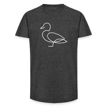 Croquis de canard – Motif animalier minimaliste - T-shirt coupe longue homme - charbon - Devant - AI Model Male 185 light (185cm)