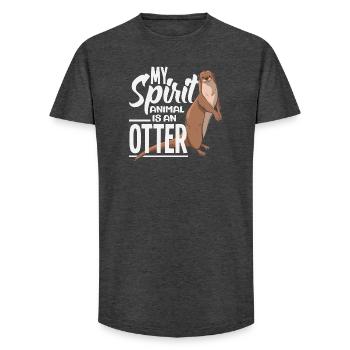 Sea Otter Cartoon Ghost Animal - Long Fit Men's T-Shirt - charcoal grey - Front - AI Model Male 185 light (185cm)
