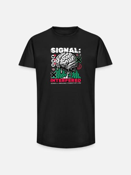 Brain - Signal Interfered - Long Fit Männer T-Shirt - Schwarz