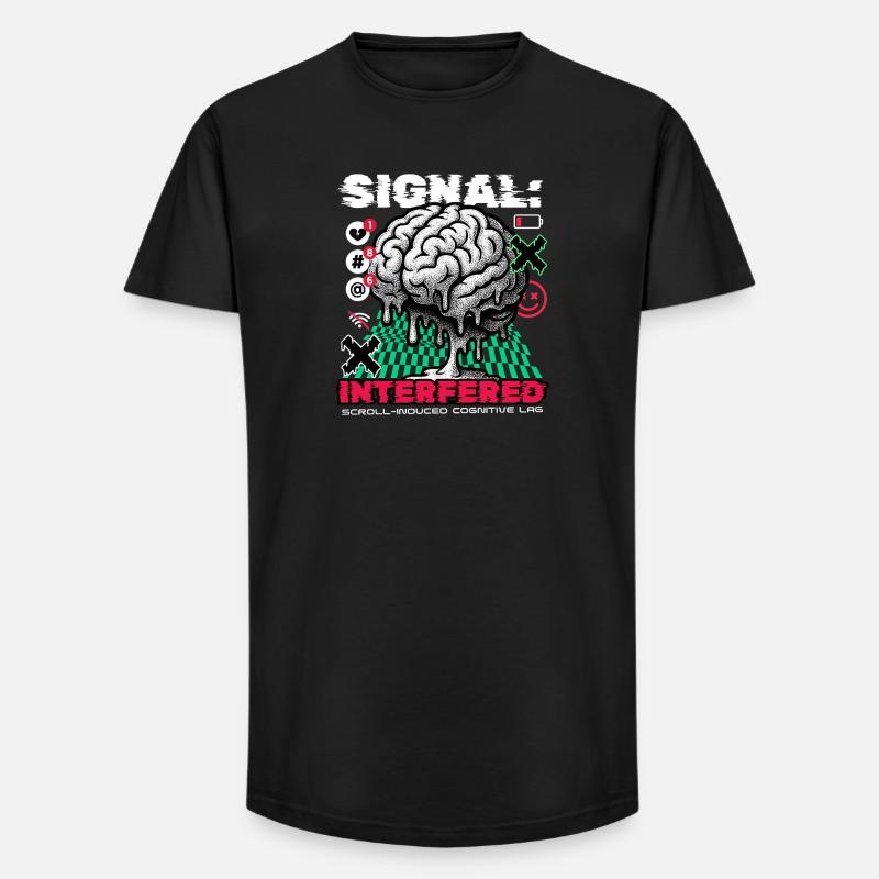 Brain - Signal Interfered - Long Fit Männer T-Shirt - Schwarz