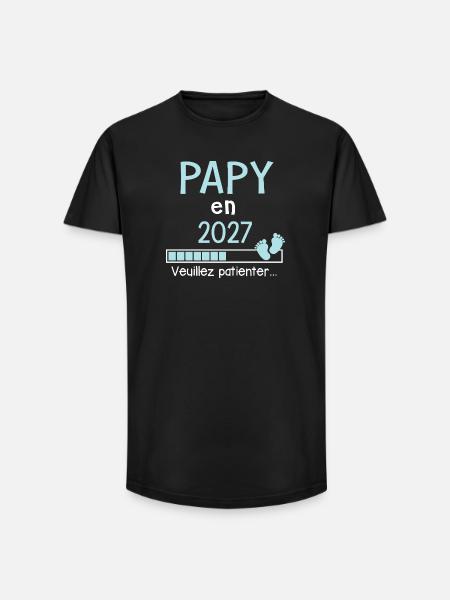 Papy en 2027 Cadeau Futur Papi - T-shirt coupe longue homme - noir