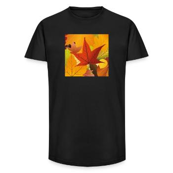 Feuilles d’automne - T-shirt coupe longue homme - noir - Devant - AI Model Male 185 light (185cm)