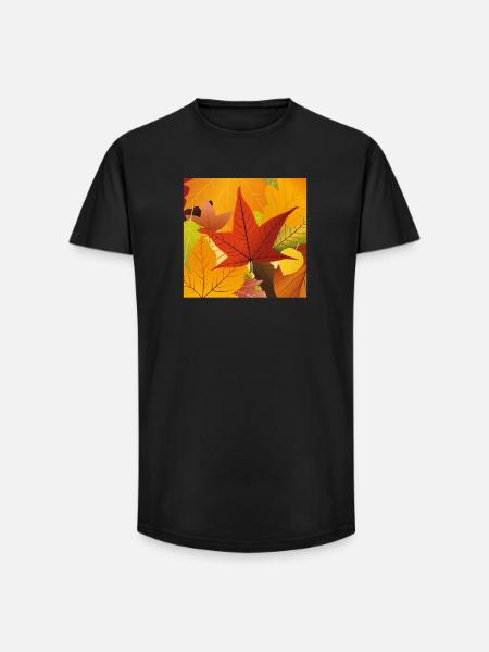 Herbstlaub - Long Fit Männer T-Shirt - Schwarz