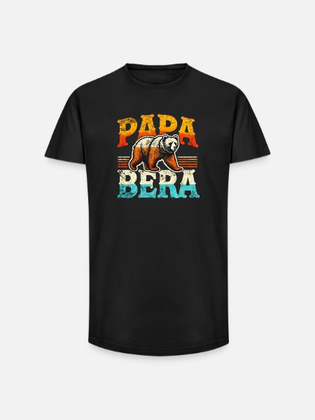 Papa Bear Retro Style, Fathers  - Long Fit Men's T-Shirt - black