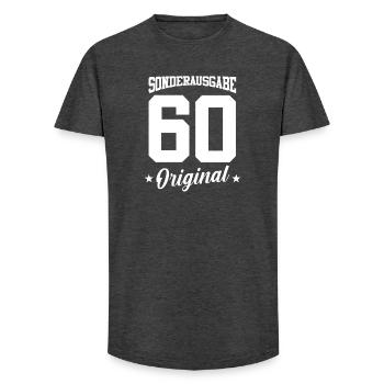 60 Anniversaire - T-shirt coupe longue homme - charbon - Devant - AI Model Male 185 light (185cm)
