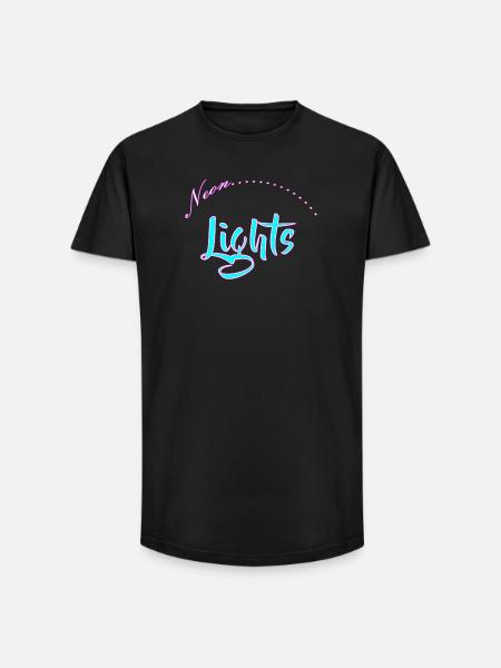 Neon Lights Lettering - Long Fit Men's T-Shirt - black