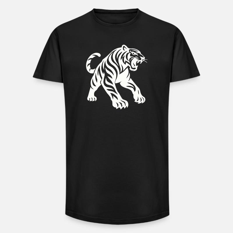 Tiger Silhouette - Long Fit Männer T-Shirt - Schwarz