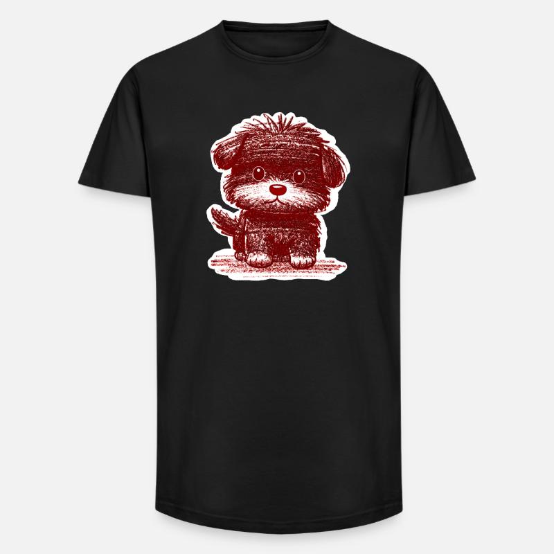 Wuscheliges Hündchen (Rot) - Long Fit Männer T-Shirt - Schwarz