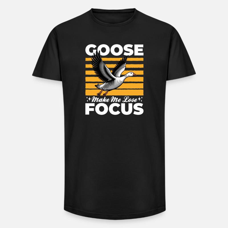 Funny Bird Goose - Long Fit Männer T-Shirt - Schwarz