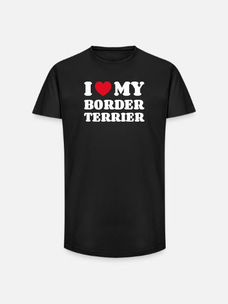 Ik hou van mijn Border Terrier Gift Dog Owner - Heren T-shirt met lange pasvorm - zwart