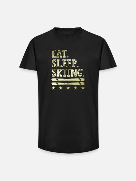 Eat Sleep Skiing - Long Fit Men's T-Shirt - black