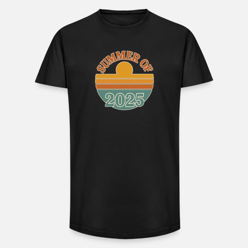 Sommer 2025 Retro Design - Long Fit Männer T-Shirt - Schwarz