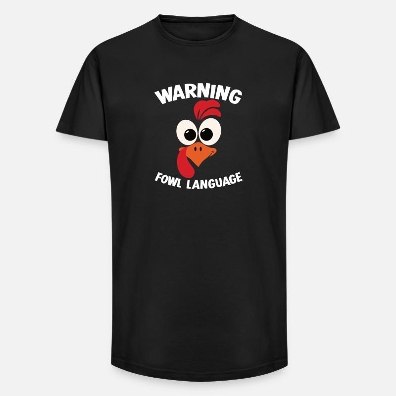 Warning_-_Fowl_Language_1 - Long Fit Männer T-Shirt - Schwarz