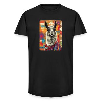 lama - Long Fit Men's T-Shirt - black - Front - AI Model Male 185 light (185cm)