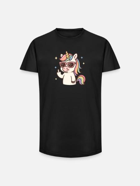 Unicorno ribelle – Umorismo impertinente e magico - T-shirt uomo a vestibilità lunga - nero
