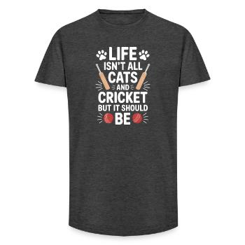 Cricket Dire Chats Drôle Cricket Cadeau - T-shirt coupe longue homme - charbon - Devant - AI Model Male 185 light (185cm)
