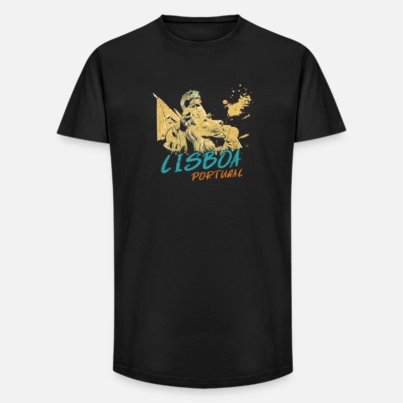 Bogen Rua Augusta Lissabon Illustration - Long Fit Männer T-Shirt - Schwarz